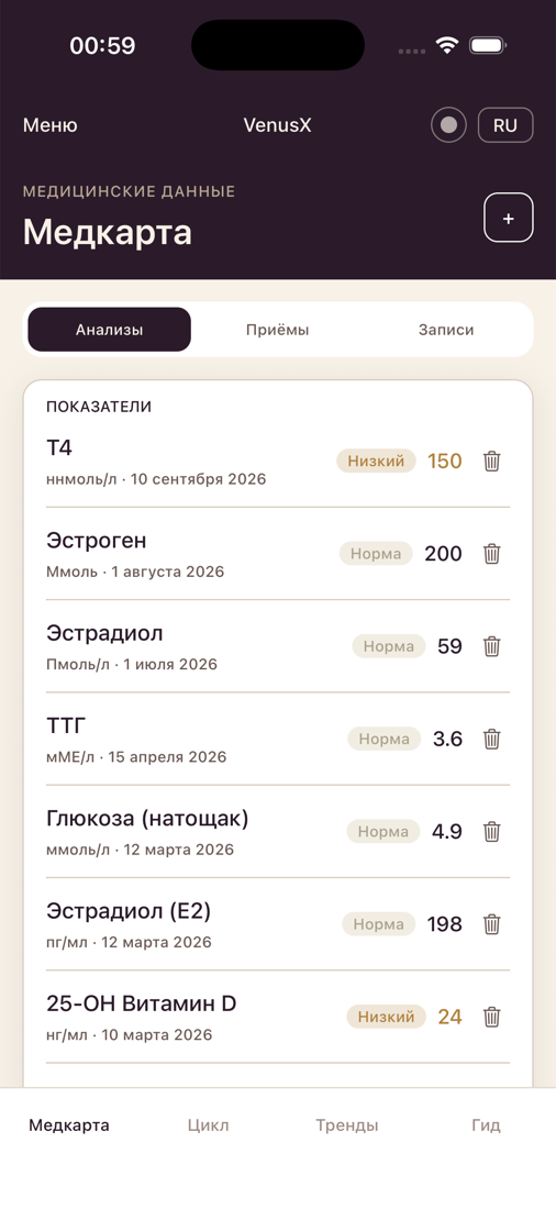 Экран медкарты
